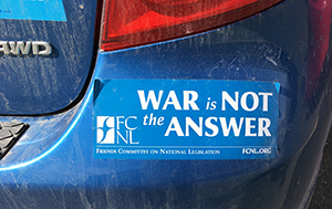War Is Not the Answer bumper sticker.